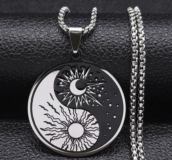 Collier pendentif yin yang soleil et lune - MonPendentif